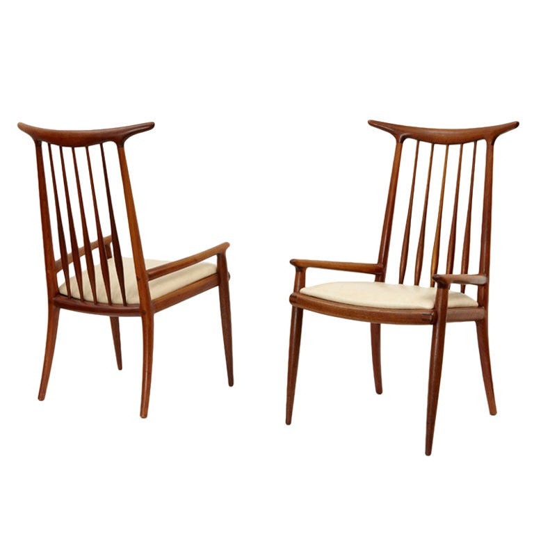 Pair of spindle-back armchairs by Sam Maloof For Sale