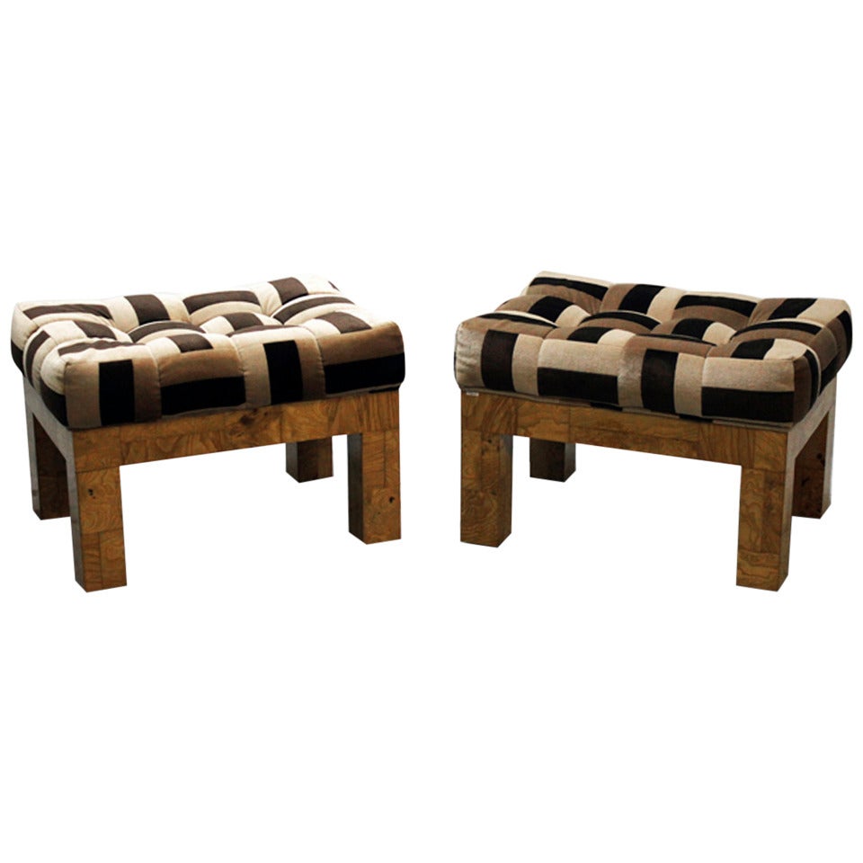 Pair of "Cityscape" stools by Paul Evans For Sale