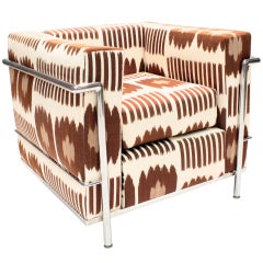 Le Corbusier LC2 Armchair reupholstered by Madeline Weinrib in Brown Collins fab