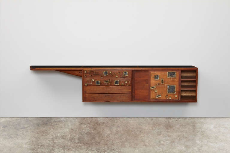 Early Wall-Mounted Cabinet by Phillip Lloyd Powell and Paul Evans In Excellent Condition For Sale In New York, NY