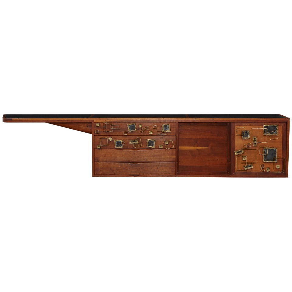Early Wall-Mounted Cabinet by Phillip Lloyd Powell and Paul Evans For Sale