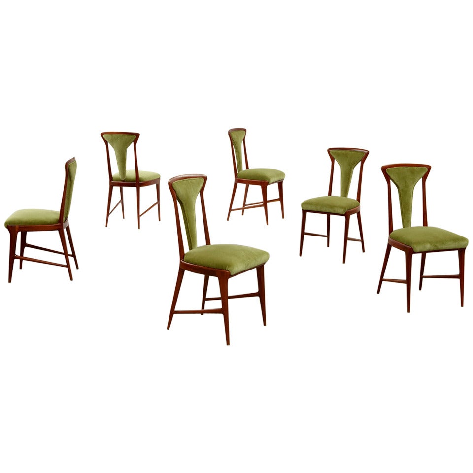 Set of six chairs by Carlo di Carli For Sale