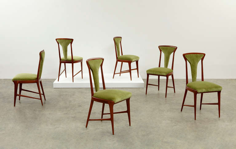 CARLO DI CARLI
Set of six chairs , ca. 1950