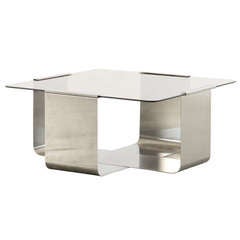Stainless Steel And Glass Coffee Table By Francois Monnet, Ca. 1970
