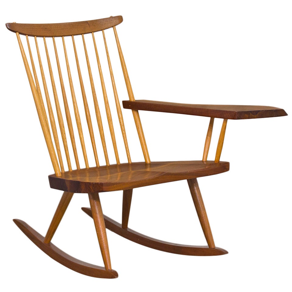 Rocking Chair with Freeform Arm by George Nakashima For Sale