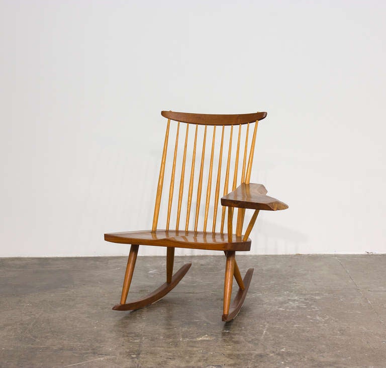 American Rocking Chair with Freeform Arm by George Nakashima For Sale