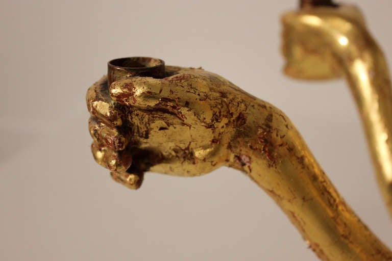 Hand and Foot candelabrum by Pedro Friedeberg In Fair Condition In New York, NY
