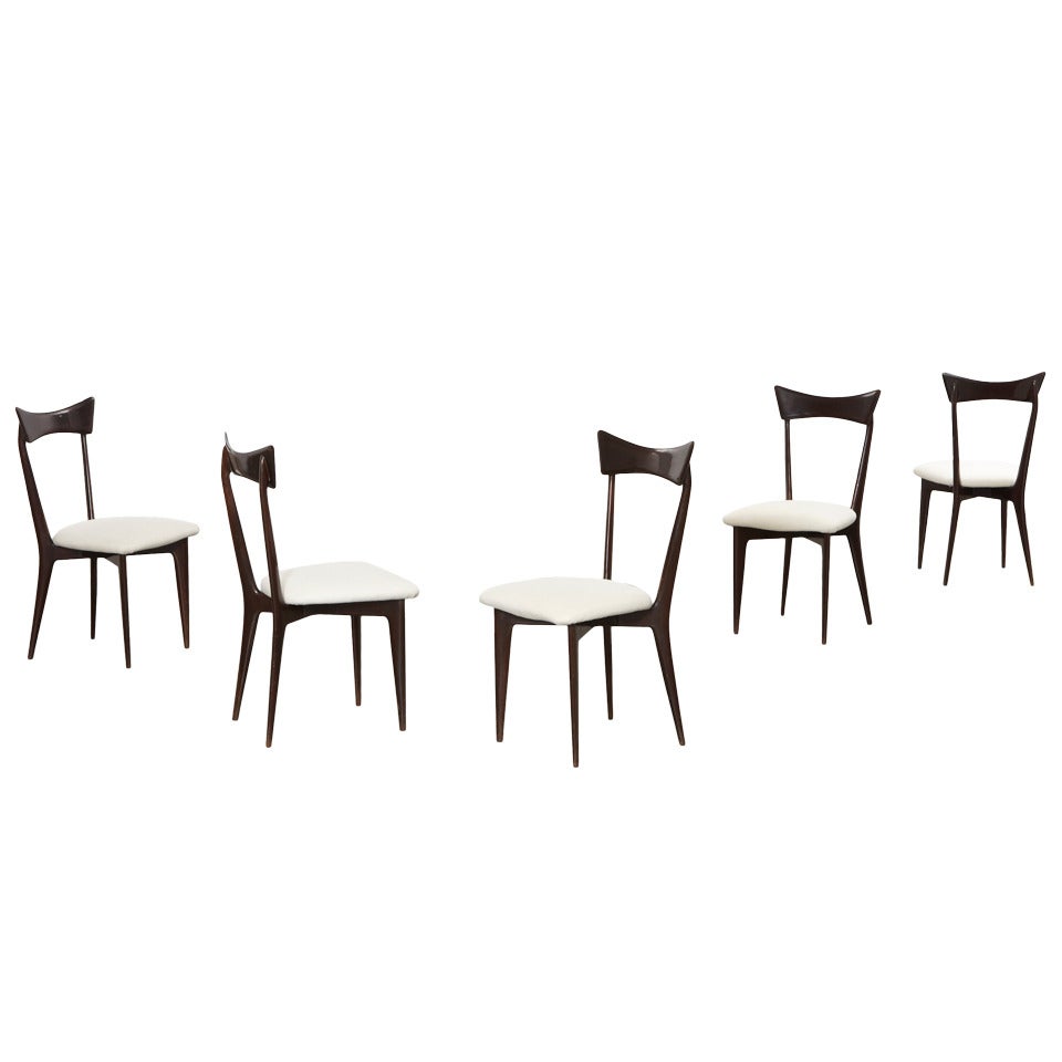Set of Five Dining Chairs by Ico Parisi For Sale