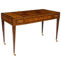 Louis XVI Walnut, Tulipwood, Mahogany and Ebony Tric Trac Table attributed to Courte