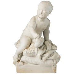 Sevres White Porcelain Biscuit Figure of 'Enfant aux Coussins' 