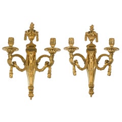 Pair of Louis XVI Gilt Bronze Two-Light Sconces