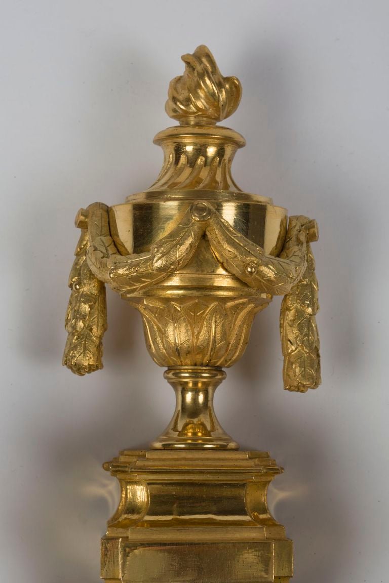 Pair of Louis XVI Gilt Bronze Two-Light Sconces In Excellent Condition In Kittery Point, ME