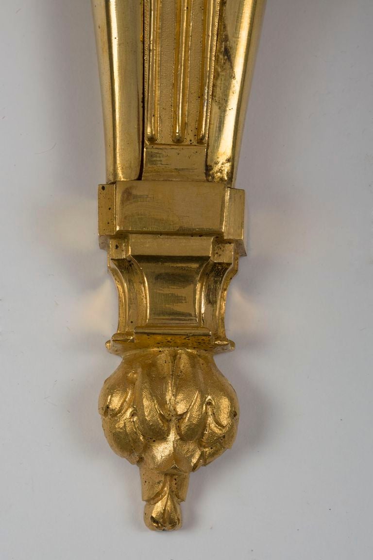 Pair of Louis XVI Gilt Bronze Two-Light Sconces 2