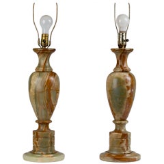 Pair of American Onyx Lamps