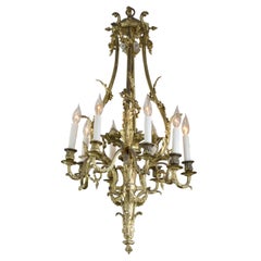 Antique Louis XVI Style Gilt Bronze Eight-Light Chandelier