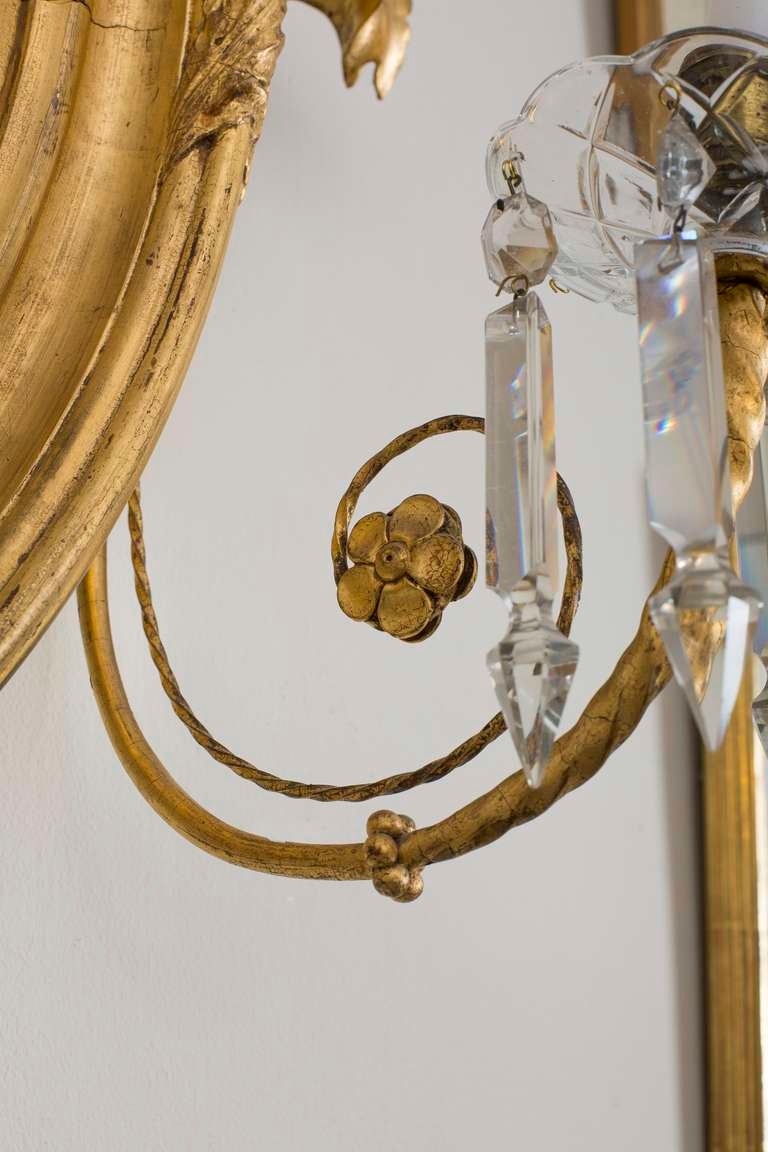 19th Century Regency Convex Girandole Giltwood Mirror