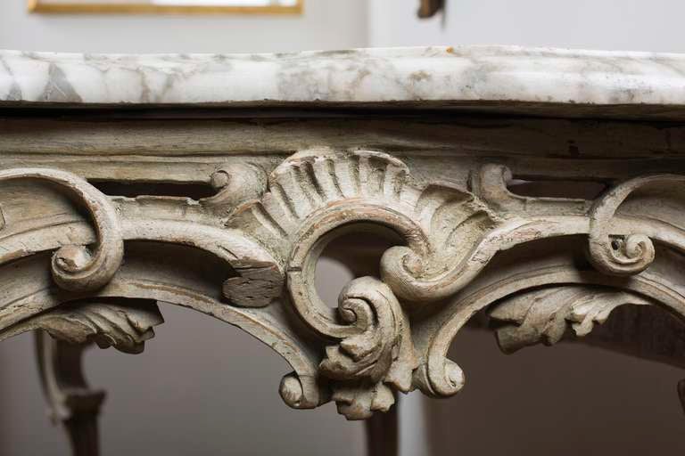 Louis XV Style Gray and White Painted Console In Good Condition In Kittery Point, ME