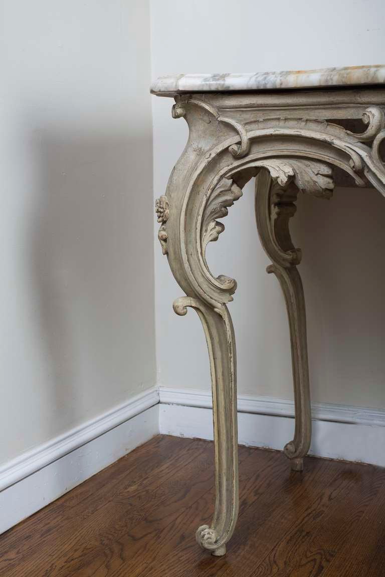 Louis XV Style Gray and White Painted Console 2