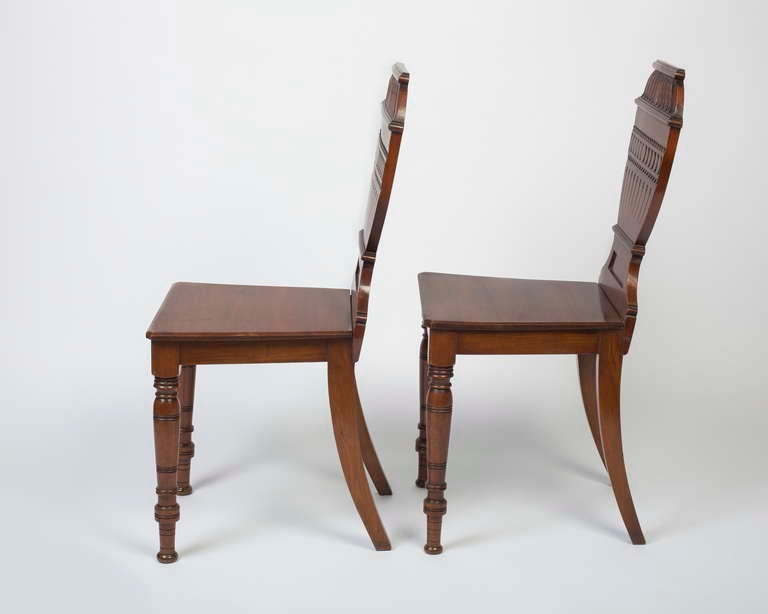 English Pair of Regency Mahogany Hall Chairs