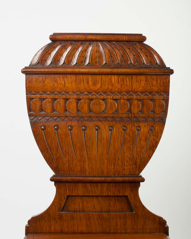 19th Century Pair of Regency Mahogany Hall Chairs