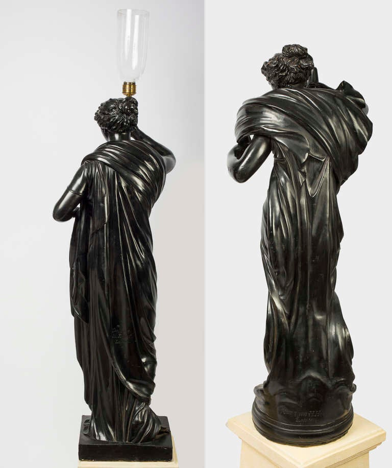 Two Regency Black-Painted Plaster Figures of Muses by Humphrey Hopper 2