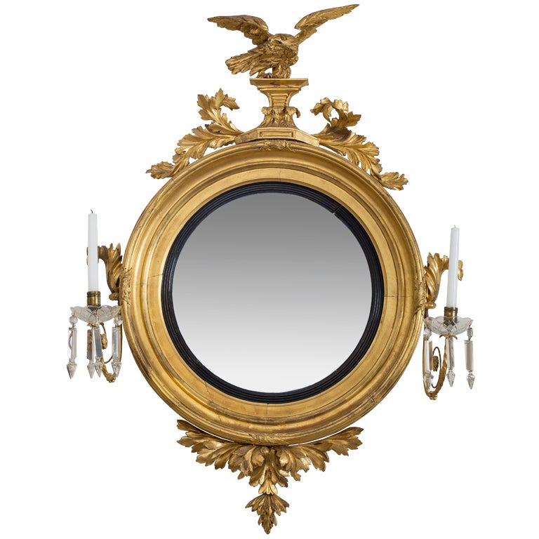 Regency Convex Girandole Giltwood Mirror