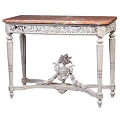 Louis XVI Pale Grey-Painted Console 1