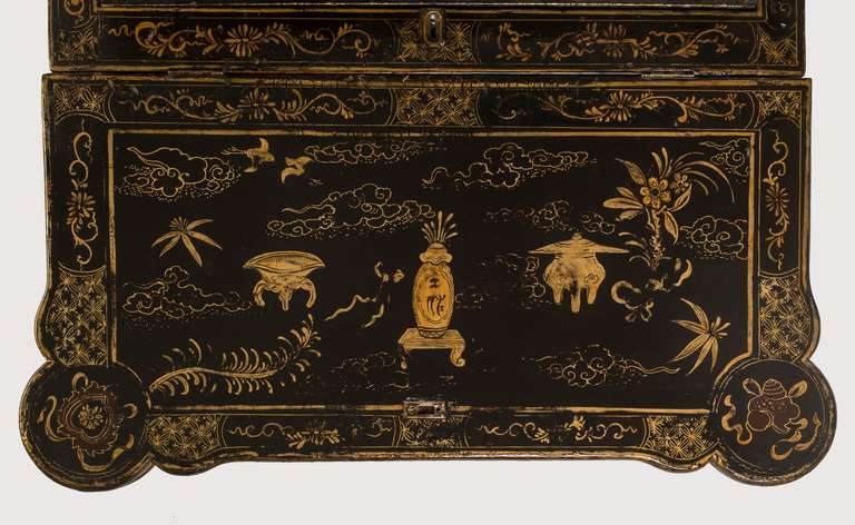 Rare George II Chinoiserie Lacquered Metamorphic Triple Flap Games Table For Sale 1