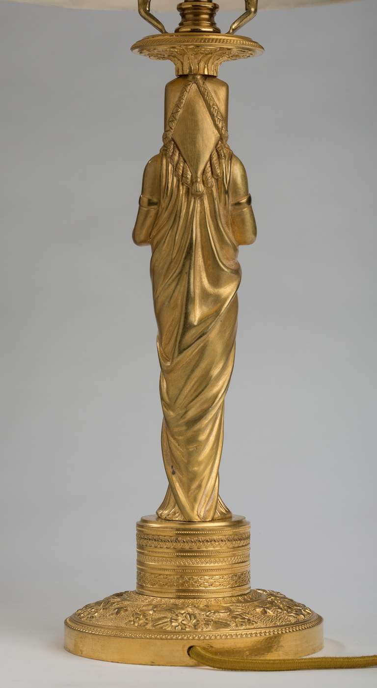 19th Century Empire Style Gilt Bronze Figural Candlestick