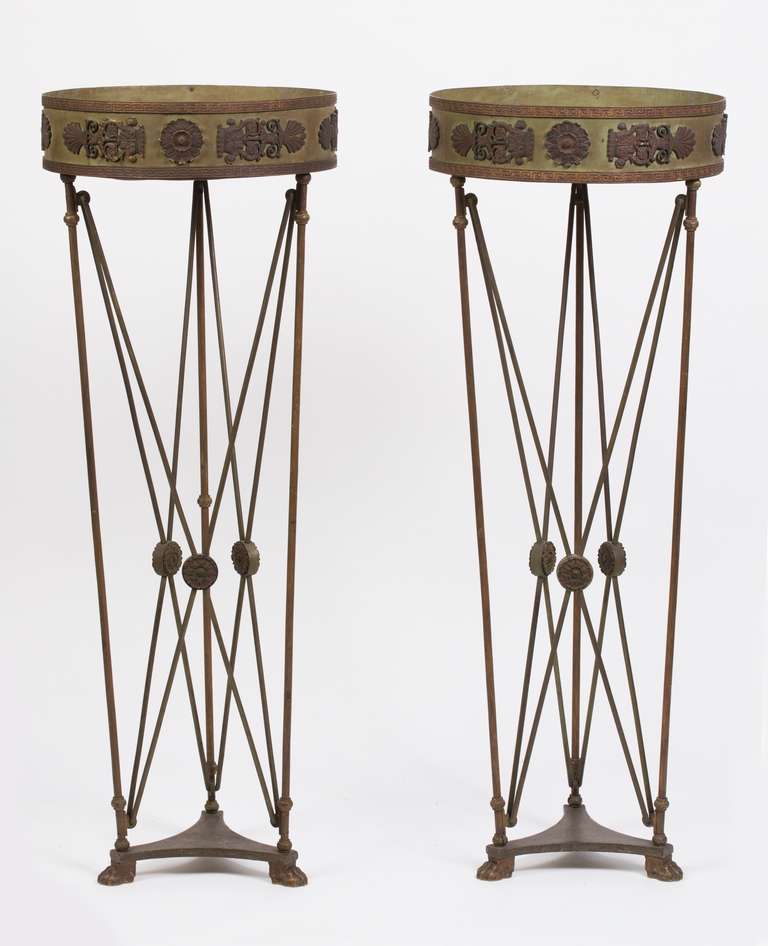 Pair of Directoire Bronze-Mounted Tole Jardinieres Stands 4
