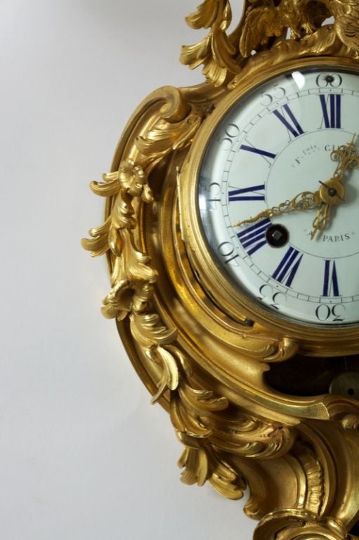 18th Century and Earlier Louis XV Gilt Bronze Cartel Clock