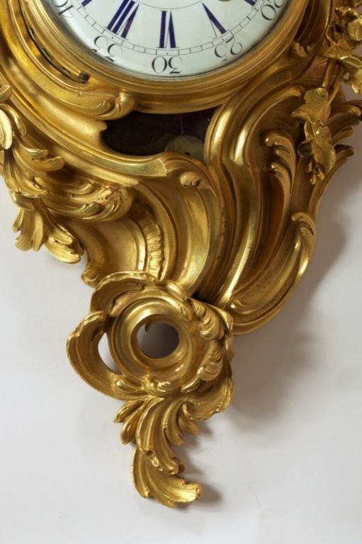 Louis XV Gilt Bronze Cartel Clock 1