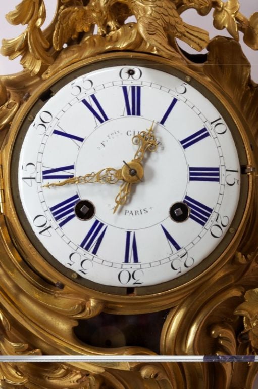 Louis XV Gilt Bronze Cartel Clock 2