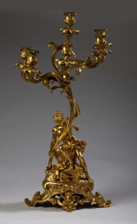 Louis XV Style Ormolu Figural Candelabrum