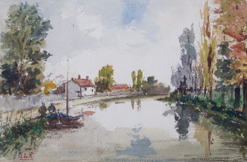 Landscape with River, Signed in red L de N.