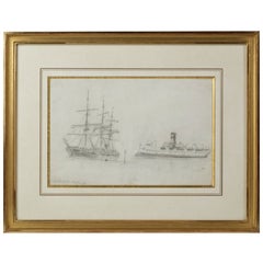 Antique Drawing, Ships, French School