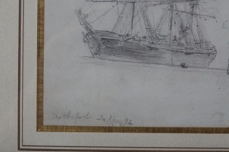 19th Century Drawing, Ships, French School For Sale