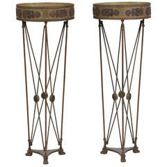 Pair of Directoire Bronze-Mounted Tole Jardinieres Stands