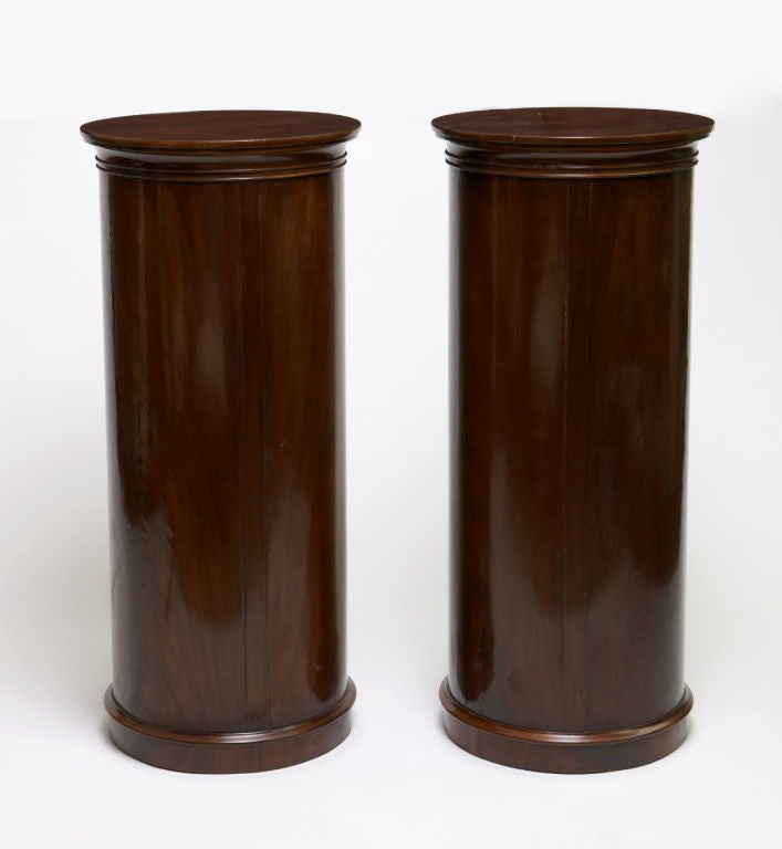 English Pair of Regency Mahogany Pedestal Side Cabinets