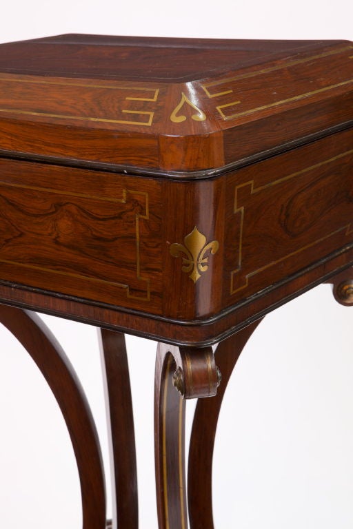 19th Century Regency Rosewood and Brass-Inlaid Teapoy