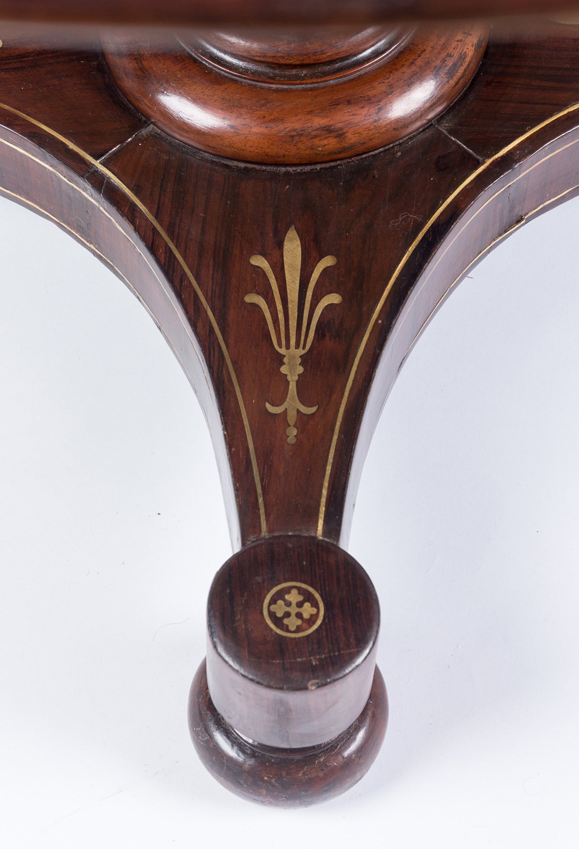 19th Century Regency Brass-Inlaid Rosewood Center Table