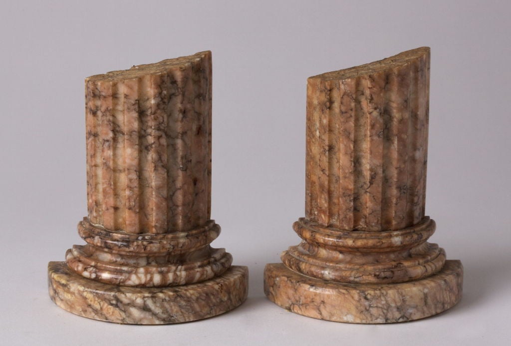 American Pair of Pink Marble Bookends