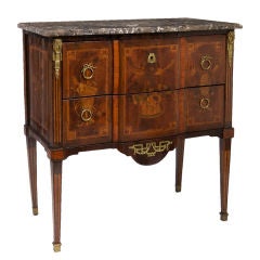 Antique Louis XVI Gilt Bronze Mounted Marquetry Commode