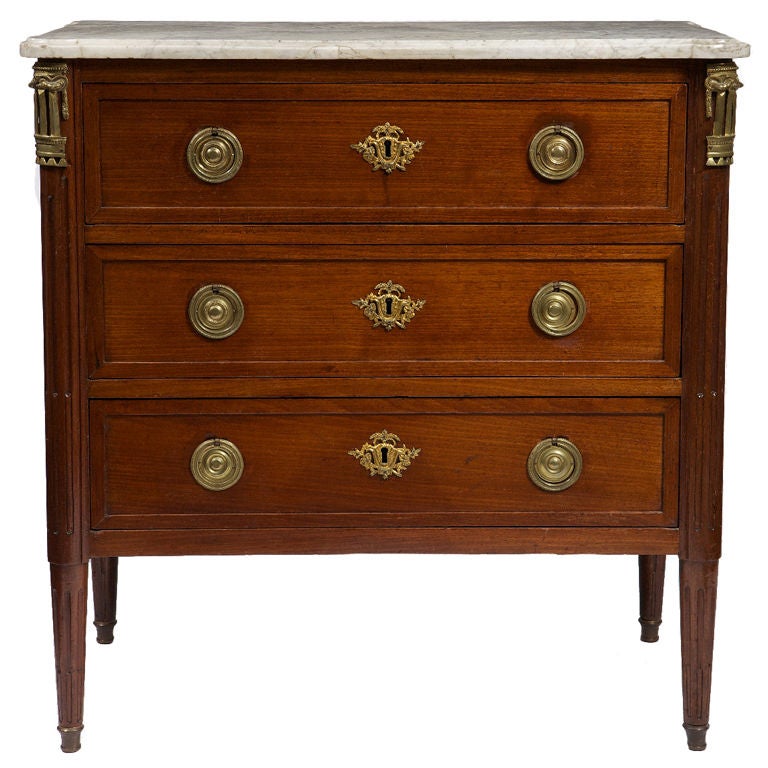 Louis XVI Gilt-Bronze Mounted Mahogany Commode For Sale