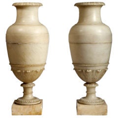 Pair of Large Neoclassical Alabaster Vases