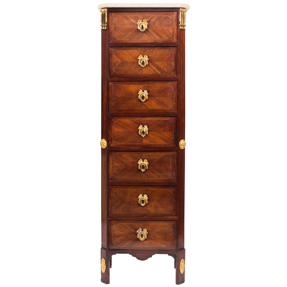 Louis XVI Ormolu Mounted Mahogany Small Semainier