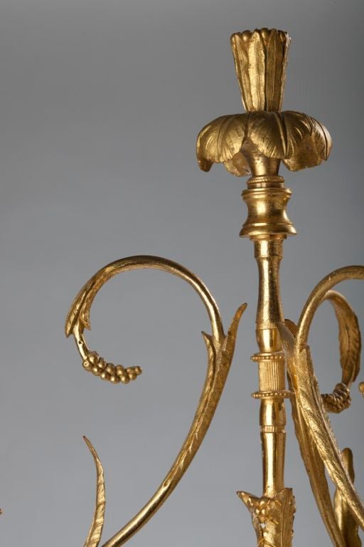 Pair of Louis XVI Ormolu, Patinated Bronze and Marble Candelabra For Sale 3