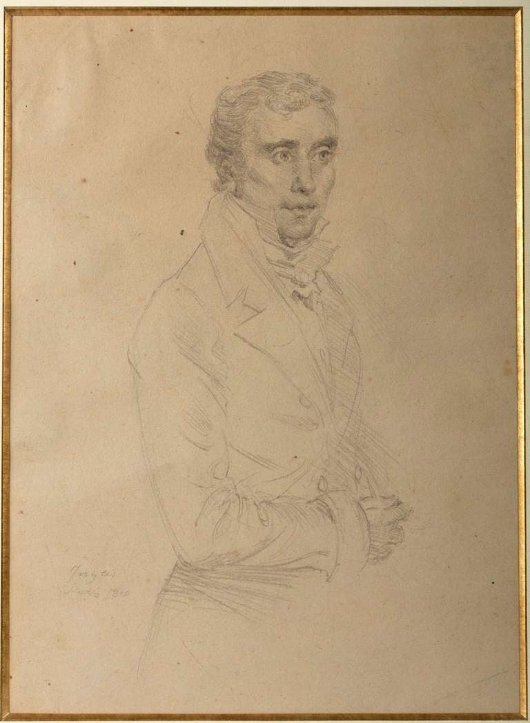 Ritratto di un gentiluomo, matita su carta.
Con una firma, Ingres, Parigi 1810.