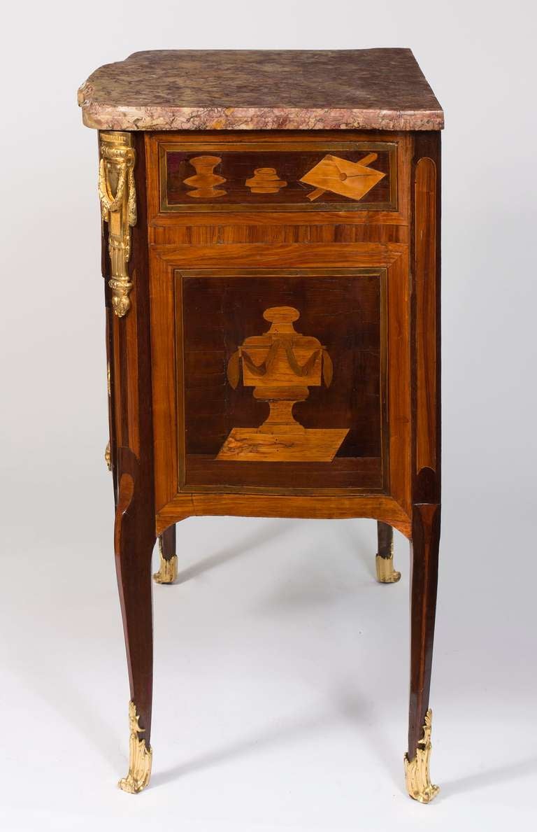 Louis XVI Transition Ormolu Mounted Satine and Fruitwood Commode Attributed to Topino