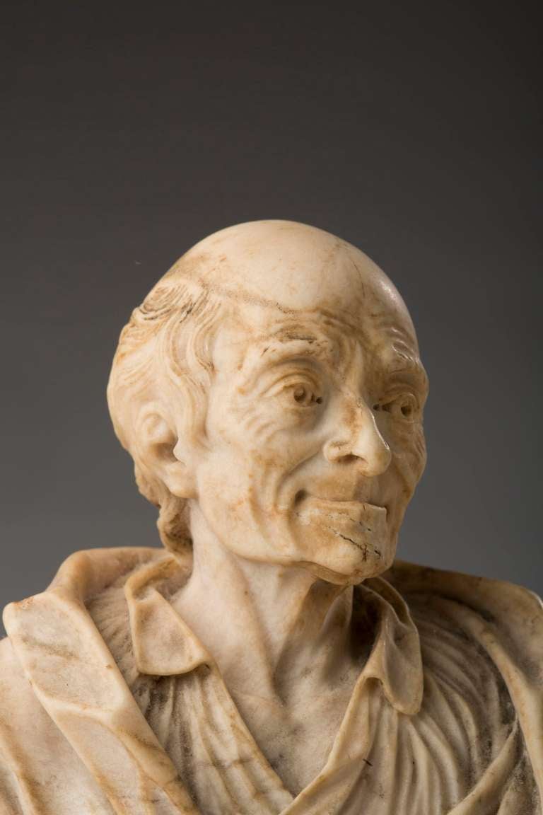 Alabaster Bust of Voltaire by Antoine Rosset (French, 1749-1818) 1